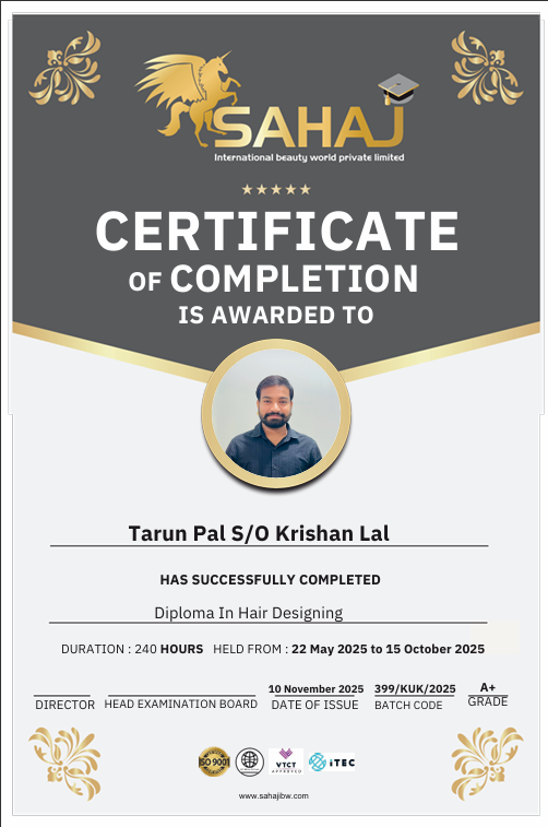 Graduation certificate for Tarun Pal